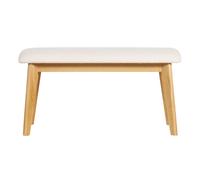 Banc en tissu effet laine bouclée blanc et bois clair l92 cm elion