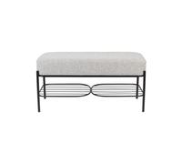Banc en tissu gris, 2 places, uni - White Label, Milou - 90x35x45 cm