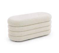 Banc en tissu teddy avec rangement 100 cm PUFFO Blanc Brumeux