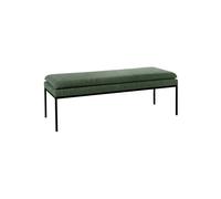 Banc en tissu vert foncé, 3 places, déhoussable, pieds métal noirs - Pomax, Gallet - 122x47x41 cm