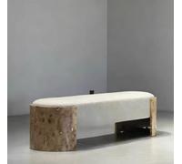 Banc en travertin Naturel, mobilier d’Art de Style Wabi-Sabi, Banc Minimaliste Moderne for Bout de lit, entrée(140 * 38 * 45)
