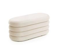 Banc en velours avec rangement 100 cm PUFFO Crème