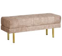 Banc en Velours Banquette de Lit Rembourré Glam Pouf Pieds en Métal Doré Taupe R