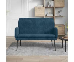 Banc en velours bleu avec dossier et accoudoir, 108 x 79 x 79 cm, structure en métal, rembourrée, pour salon, couloir, salle à manger, banc confortable avec espace de rangement et coussin doux