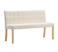 Banc en Velours Crème 140 cm avec Dossier Linéaire et Pieds en Bois d'Hévéa | Dossier motif linéaire, assise rembourrée, velours doux, pieds bois hévéa, usage polyvalent, montage facile