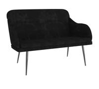 Banc en velours noir avec dossier et accoudoirs, 110 x 76 x 80 cm, structure en métal pour salon, couloir, salle à manger, couloir, chambre à coucher, rembourrage confortable, banc robuste avec espace