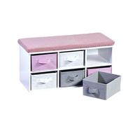 Banc enfant avec 6 rangements - Rose/Blanc - L 68 x H 33 cm
