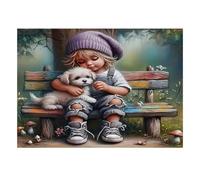 Banc Enfant Chien Puzzle, 1000 Pièces Jeu Intérieur Adulte | 52x38cm Carton Exercice Mental, Assemblage Précis, Cadeau Ami, Décoration Salon