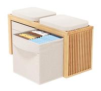 Banc Entree - Meuble d'Entree - Banquette - Banc de Rangement Chambre | BAM BOO BOX Meuble Bas Rangement - Bout de Lit 90x33x43cm - Bancs de Rangement - Bench en Bambou (Beige)