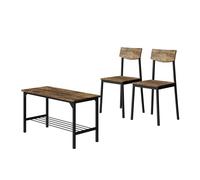 Banc et chaise Fyrk, 85x46cm 3 pièces, noir/chêne rustique, , Vicco