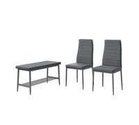 Banc et chaise Grand, 85x46.5cm Set de 3 pièces, Gris, Vicco 51764