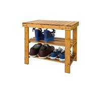 Banc Etagère à Chaussures en Bambou Naturel, Couleur Naturelle