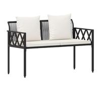 Banc extérieur 2 places 116 x 56 x 75 cm polyrotin avec coussins | Structure en acier robuste, pieds réglables, housses lavables, style rustique, montage simple