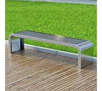 Banc Exterieur en Acier Inoxydable 304 Banc de Jardin Moderne sans Dossier Assise 100/120/140/150cm pour Terrasse Patio Cour Entree Restaurant et Espace Public(120cm (47.24in))