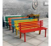 Banc Exterieur Jardin 2 Places, Banc De Terrasse Avec Dossier pour Cour Patio Véranda Entrée, Banquette De Parc Imperméable Et Antirouille 100/120/150/180 Cm Assise À Lattes(Red,100 cm/39.4 in)