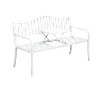 Banc Exterieur Jardin, Banquette Exterieur aux Intempéries, avec Table Intégrée, Facile À Monter, Confortable, Idéal pour Les Cours et Les Vérandas(White)