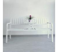Banc Exterieur Jardin Metal Antirouille Banc de Parc Peut S'allonger Ou S'asseoir Bancs de Balcon avec Petite Table Élévatrice Libre Capacité Portante 400kg pour Jardin, Balcon, Porche, Parc(White)