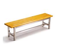 Banc Exterieur Jardin sans Dossier 2 Places Bancs de Jardin Assise Bois avec Structure INOX Banc À Plantes pour Terrasse Parc et Entrée Usage Collectif ou Maison(Yellow,70.86"/180cm)
