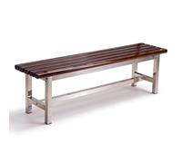 Banc Exterieur Jardin sans Dossier 2 Places Bancs de Jardin Assise Bois avec Structure INOX Banc À Plantes pour Terrasse Parc et Entrée Usage Collectif ou Maison(Brown,70.86"/180cm)