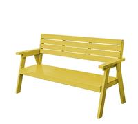 Banc Extérieur pour 2 Personnes Siège de Jardin en Bois Solide avec Backrest et Armrests Idéal Patio Piscine Balcony Park Furniture (Jaune)