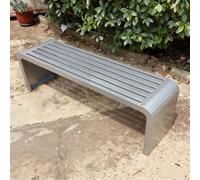 Banc Exterieur Résistants Aux Intempéries, Banc en Métal Sans Dossier, Adapté à Tous Les Temps, Mobilier D'extérieur pour Cours, Jardins, Terrasses et Abords de Piscine(Silver,100x40x45cm/39x16x18in)