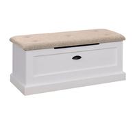 Banc Galineo Banc D'Entrée Rembourré 100x42cm Blanc MDF Tissu Structuré Marron