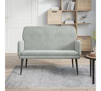 Banc gris clair en velours avec structure en métal, 108 x 79 x 79 cm, banc rembourré avec dossier et accoudoirs, banc à chaussures stable pour couloir, couloir, salle à manger et salon avec espace de