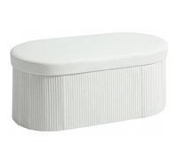 Banc HOMCOM avec Espace de Rangement Banc rembourré Pliable 76 x 38 x 35 cm Aspect Velours, Couvercle, Coffre de Rangement pour Salon, Couloir, Chambre à Coucher, Blanc crème