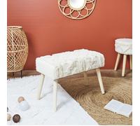 HOME DECO FACTORY Banc Mirage HD7524 - Assise en tissu, 60x40x32 cm, Blanc/Marron