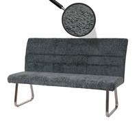 Banc HWC-G55, Banc de salle à manger, inox brossé Tissu/Textile Chenille Öko-Tex, 160cm bleu-vert