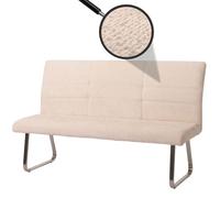 Banc HWC-G55, Banc de salle à manger, inox brossé Tissu/Textile Chenille Öko-Tex, 160cm crème