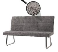 Banc HWC-G55, Banc de salle à manger, inox brossé Tissu/Textile Chenille Öko-Tex, 160cm gris foncé