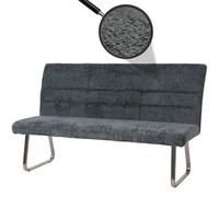 Banc HWC-G55, Banc de salle à manger, inox brossé Tissu/Textile Chenille Öko-Tex, 180cm bleu-vert