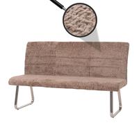 Banc HWC-G55, Banc de salle à manger, inox brossé Tissu/Textile Chenille Öko-Tex, 180cm brun