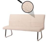 Banc HWC-G55, Banc de salle à manger, inox brossé Tissu/Textile Chenille Öko-Tex, 180cm crème