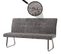 Banc Hwc-G55, Banc De Salle À Manger, Inox Brossé Tissu/Textile Chenille Öko-Tex, 180cm Gris Foncé Gris