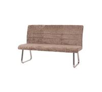 Banc HWC-G55, Banc de salle à manger, inox brossé Tissu/Textile Chenille Öko-Tex, 160cm brun