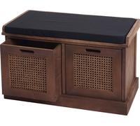 Banc HWC-J49, banc rembourré Banc de vestiaire, coussins Boîtes de rangement Compartiment de rangement 47x75x40cm ~ marron, rembourrage noir