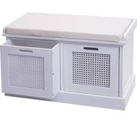 Banc HWC-J49, banc rembourré Banc de vestiaire, coussins Boîtes de rangement Compartiment de rangement 47x75x40cm ~ blanc, rembourrage crème-blanc