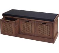 Banc HWC-J49, banc rembourré Banc de vestiaire, coussins Boîtes de rangement Compartiment de rangement 47x110x40cm ~ marron, rembourrage noir