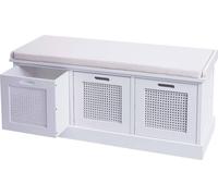 Banc HWC-J49, banc rembourré Banc de vestiaire, coussins Boîtes de rangement Compartiment de rangement 47x110x40cm ~ blanc, rembourrage crème-blanc