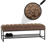 Banc HWC-N68 avec rangement pour chaussures, banc banc rembourré banc de vestiaire étagère à chaussures, tissu chenille métal 130cm ~ coffee