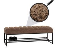Banc Hwc-N68 Avec Rangement Pour Chaussures, Banc Banc Rembourré Banc De Vestiaire Étagère À Chaussures, Tissu Chenille Métal 130cm Coffee Multicolore