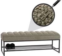 Banc HWC-N68 avec rangement pour chaussures, banc rembourré banc de vestiaire étagère à chaussures, tissu chenille métal 130cm ~ vert