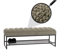 Banc Hwc-N68 Avec Rangement Pour Chaussures, Banc Rembourré Banc De Vestiaire Étagère À Chaussures, Tissu Chenille Métal 130cm Vert Multicolore