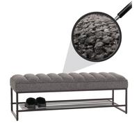 Banc Hwc-N68 Avec Rangement Pour Chaussures, Banc Rembourré Banc De Vestiaire Étagère À Chaussures, Tissu Chenille Métal 130cm Gris Foncé Multicolore
