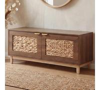 Mendler Banc HWC-P54, Banc de vestiaire, étagère à Chaussures, Rangement à Chaussures, MDF mélaminé, façade en Jacinthe d'eau, 45 x 100 x 42 cm - Marron