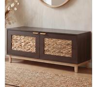 Mendler Banc HWC-P54, Banc de vestiaire, étagère à Chaussures, Rangement à Chaussures, MDF mélaminé, façade en Jacinthe d'eau 45x100x42cm - Aspect Noyer