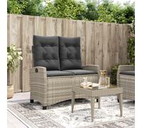 Vidaxl Banc Inclinable De Jardin Et Coussins Gris Clair Résine Tressée