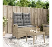 vidaXL - Banc inclinable de jardin - Avec coussins amovibles - Résine tressée - Beige - 2 personnes